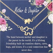 APSVO 18K Gold Plated Elephant Mother Daughter Necklace Matching Jewelry Set for Women Mom Mommy Grandma Granddaughter Pendant Chain Accessories Stuff Age Birthday Mother's Day Jewelry Gifts