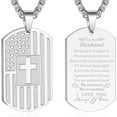 thumbnail image 1 of APSVO Silver Dog Tag Cross Necklaces for Men to My Husband Gifts from Wife American Flag Pendant Chain Religious Christian Birthday Valentines Day Jewelry Gifts Him Husband Male Adults Boyfriend, 1 of 7