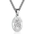 thumbnail image 1 of APSVO Silver Saint St Michael Necklaces for Men Boys Stainless Steel Medal Pendant Chain Christian Religious Catholic Birthday Valentines Day Jewelry Gifts Teen Him Husband Dad Adults Kids Age Ideas, 1 of 5