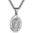 thumbnail image 1 of APSVO Silver Saint St Raphael Necklaces for Men Boys Stainless Steel Medal Pendant Chain Christian Religious Catholic Birthday First Communion Graduation Fathers Day Jewelry Gifts Teen Him Dad Kids, 1 of 5