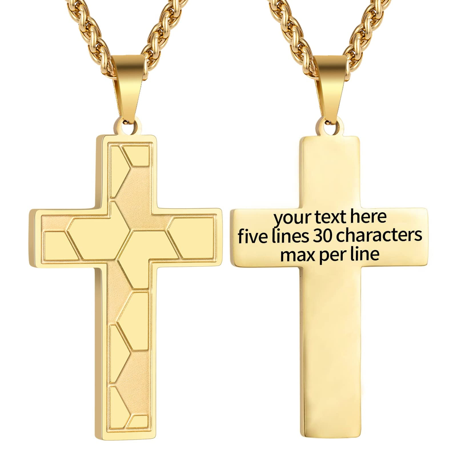 Apsvo Soccer Gold Cross Necklace for Boys Men Stainless Steel Cross