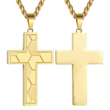 Apsvo Soccer Gold Cross Necklace for Boys Men Stainless Steel Cross Pendant Chain,First Communion Confirmation Stuff Religious Christian Jewelry Gift for Teen Boys
