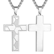 Apsvo Soccer Silver Cross Necklace for Boys Men Stainless Steel Cross Pendant Chain,First Communion Confirmation Stuff Religious Christian Jewelry Gift for Teen Boys