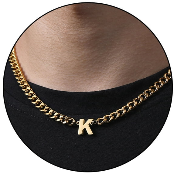 APSVO Gold Initial Necklaces for Men Boys Women Stainless Steel Cuban Letter K Pendent Chain Birthday Easter Basket Stuffers Jewelry Gifts Teen Him Boyfriend Adults Male Son Tween Kids Age Ideas