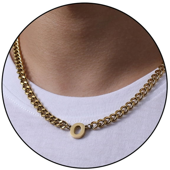 APSVO Gold Initial Necklaces for Men Boys Women Stainless Steel Cuban Letter O Pendent Chain Birthday Valentines Day Jewelry Gifts Teen Him Boyfriend Husband Adults Male Son Tween Kids Age Ideas