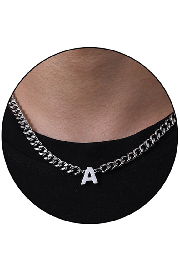 Silver Initial Necklaces for Men Boys Women Stainless Steel Cuban Letter A Pendent Chain Birthday Graduation Fathers Day Jewelry Gifts Teen Him Dad Boyfriend Adult Male Son Tween Kids Age Ideas