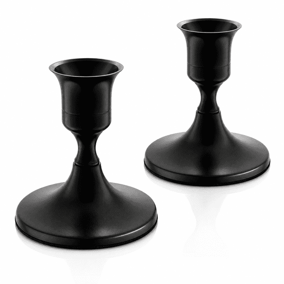 Apsvwys 2 Pcs Black Taper Candle Holders, Vintage Metal Candlestick Holders for Table Centerpiece, Wedding Reception, Festive Christmas Mantel or Home Decor