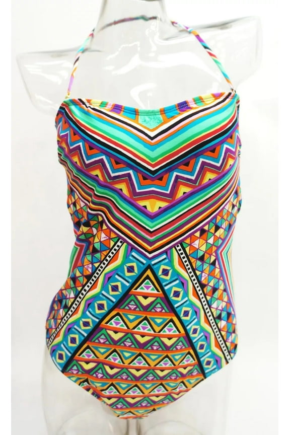 Apt 9 Aztec Printed Halter Strap One-Piece Swimsuit Women's Large