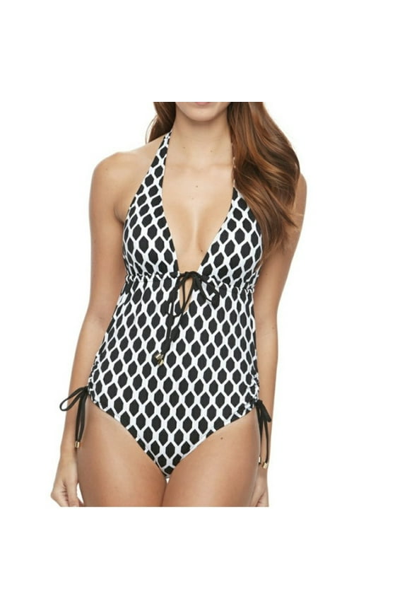 Apt 9 Black Geo Gem Maillot One-Piece Swimsuit Women's SMALL