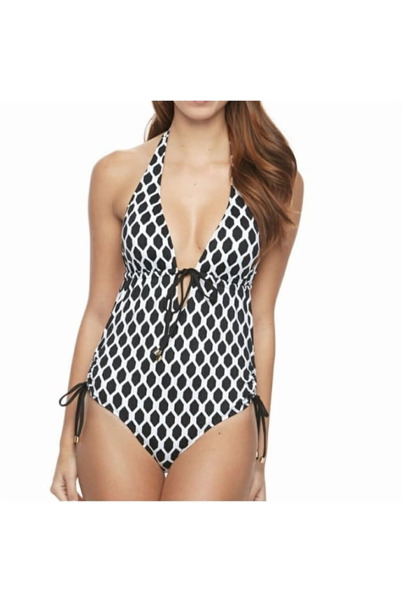 Apt 9 Black Geo Gem Maillot One-Piece Swimsuit Women's XL