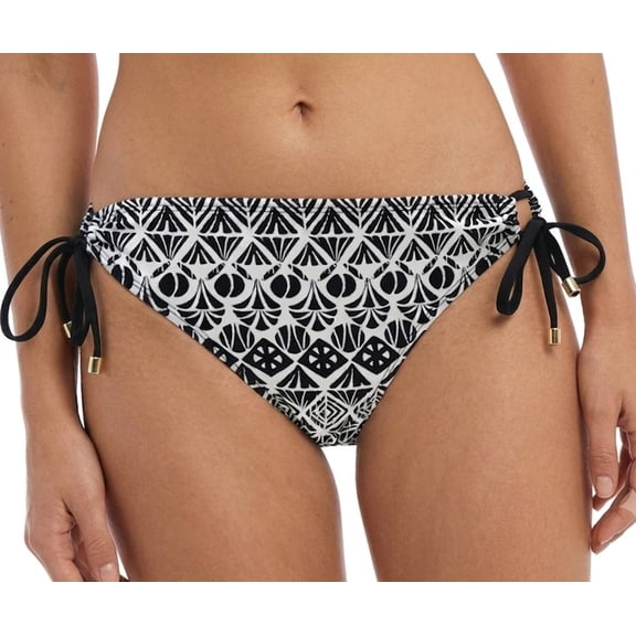 Apt 9 Black Side Tie Hipster Geometric Bikini Bottom Swimwear Women's Medium