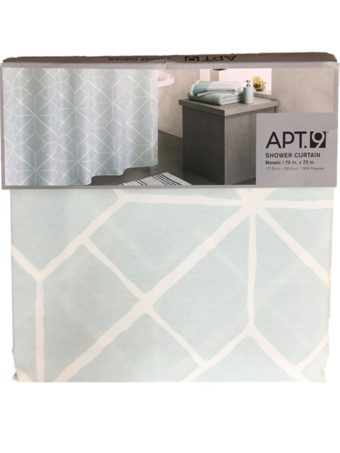Apt 9 Blue Mosaic Fabric Shower Curtain Pretty Geometric Bath