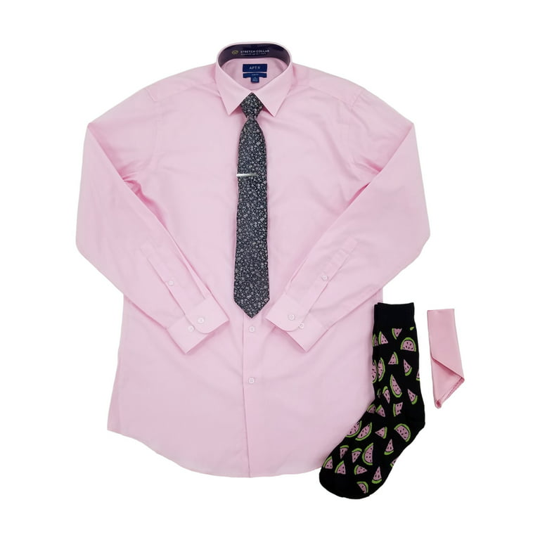 Apt. 9 Mens Pink 6-Piece Slim Fit Dress Shirt Set Medium 15-15.5 32/33