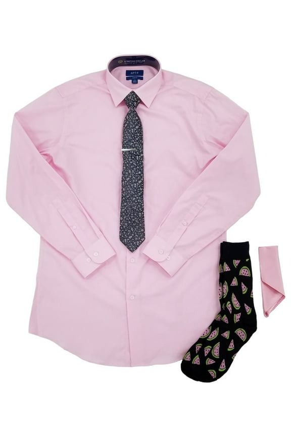 Mens Pink 6-Piece Slim Fit Dress Shirt Set Medium 15-15.5 32/33