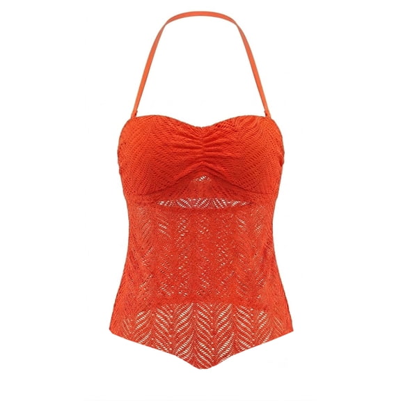 Apt 9 Orange Crochet Bandeau Halter Tankini Top Swimwear Women's Small