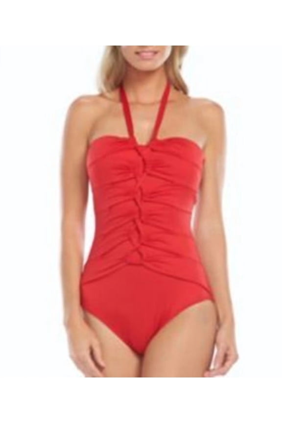 Apt 9 Red Braided Halter Strap One-Piece Swimsuit Women's Small
