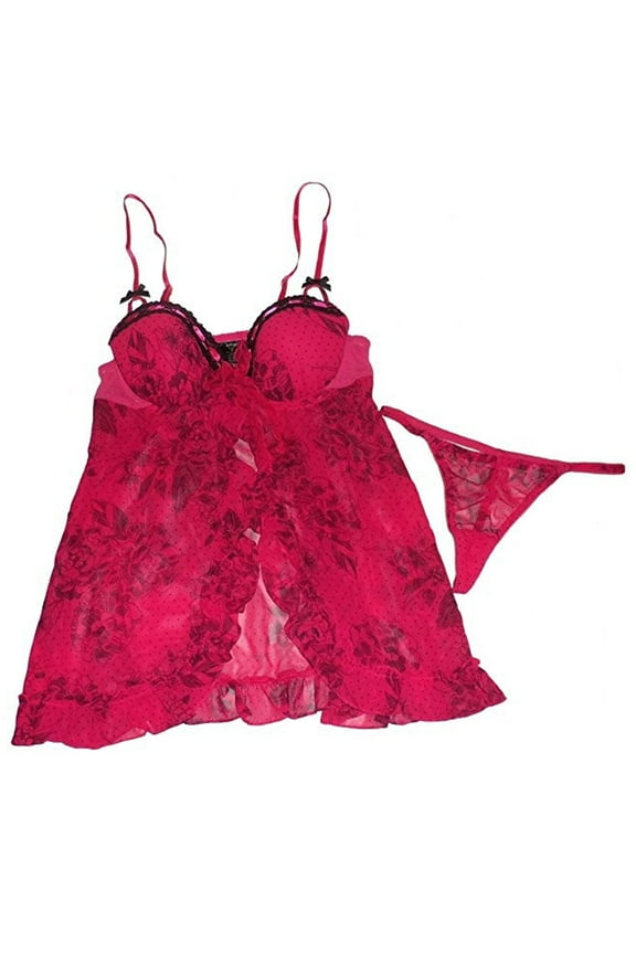 Swiss Dot Rose Baby & G-String Set Womens' Small