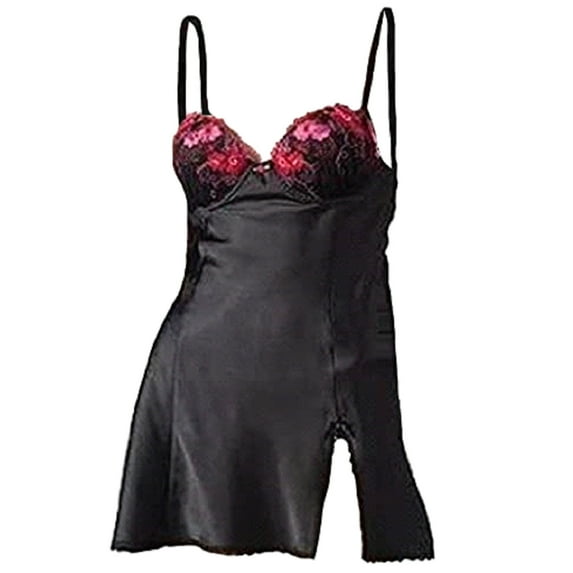 Apt. 9 Women's Ruffles and Lace Satin Babydoll & G-String Lingerie Set Size Small