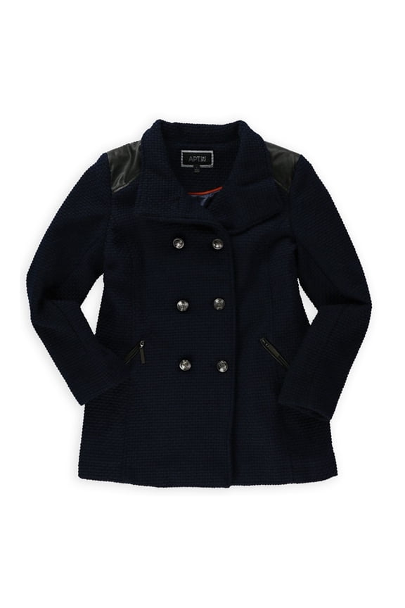 Womens Boucle' Double Breasted Military Jacket, Blue, Large