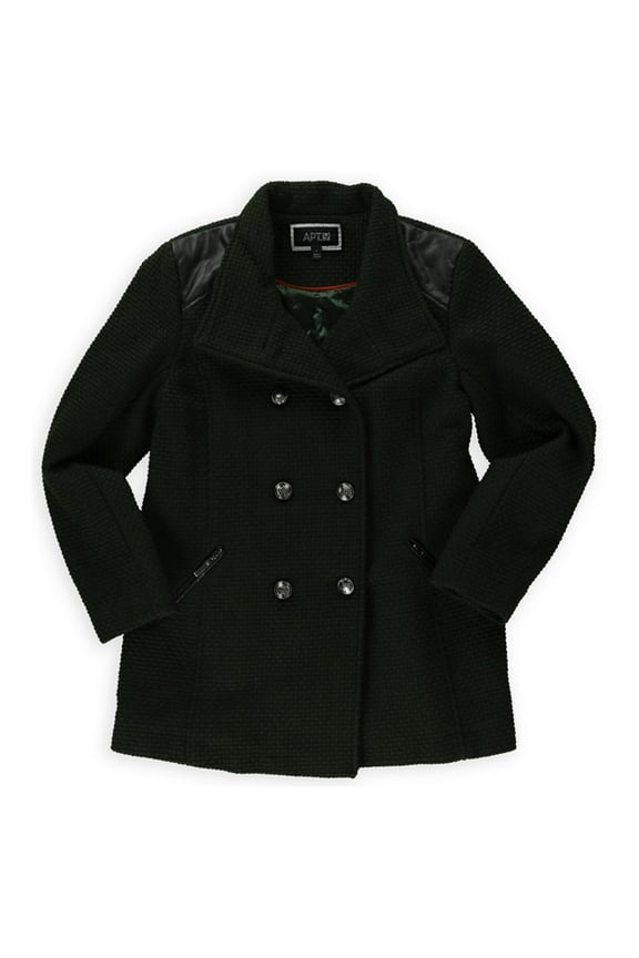 Womens Boucle' Double Breasted Military Jacket, Green, Large