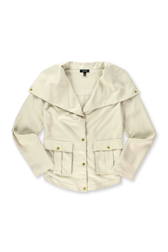 Womens Pleated Shirt Jacket, Beige, X-Small