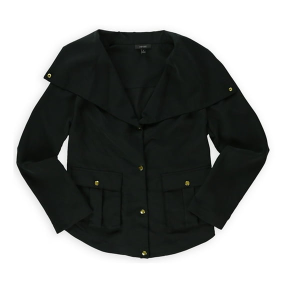 Apt. 9 Womens Pleated Shirt Jacket, Black, Small