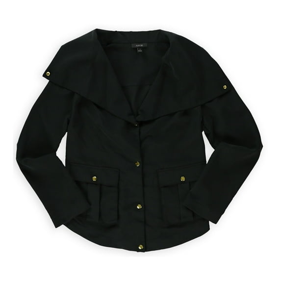 Apt. 9 Womens Pleated Shirt Jacket, Black, Small