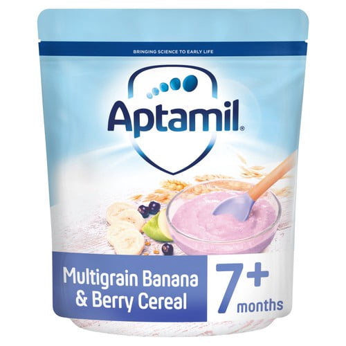 Aptamil Banana & Berry Multigrain Porridge Baby Cereal 7+ Months 200g, British Import (Pack of 3)