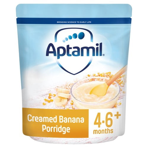 Aptamil Creamed Banana Porridge Baby Cereal 4-6+ Months 125g, British Import (Pack of 3)