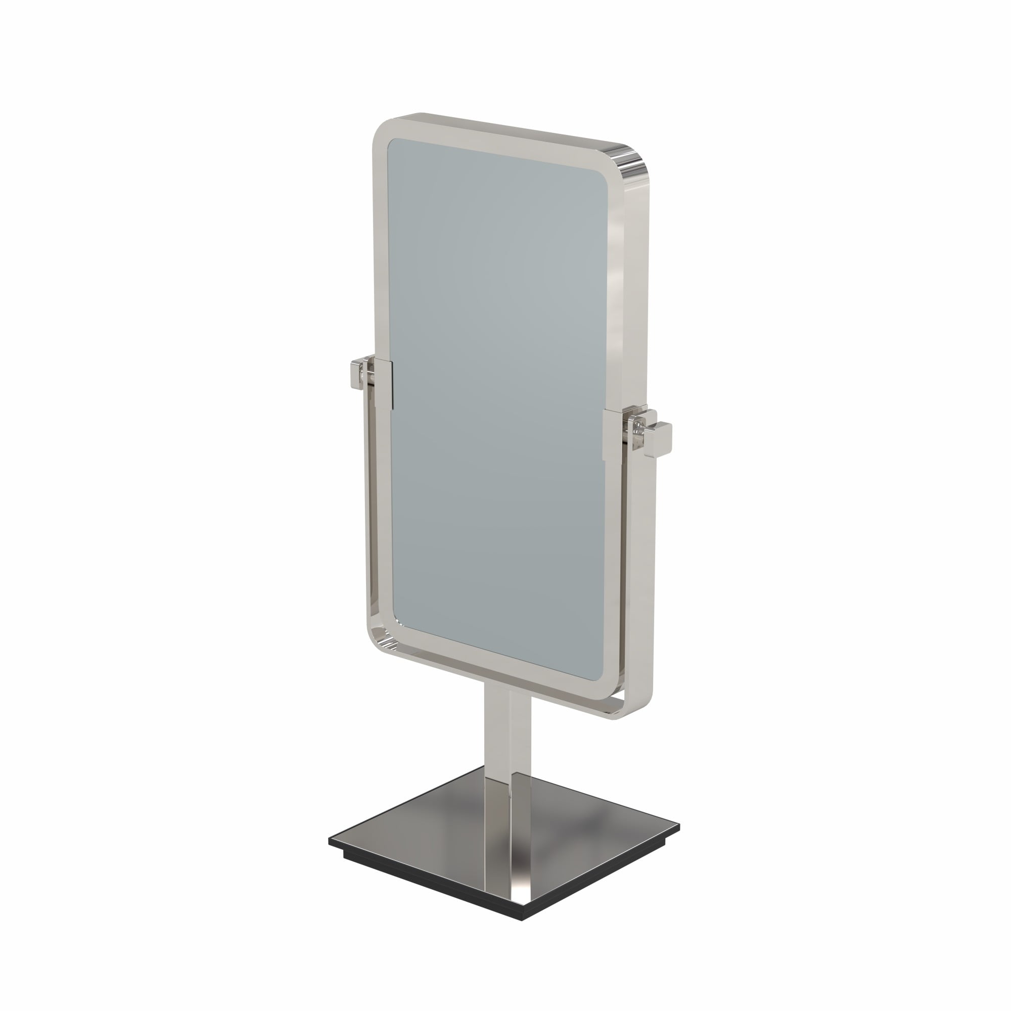 Polished Nickel Rectangular Freestanding Makeup Mirror with Magnification