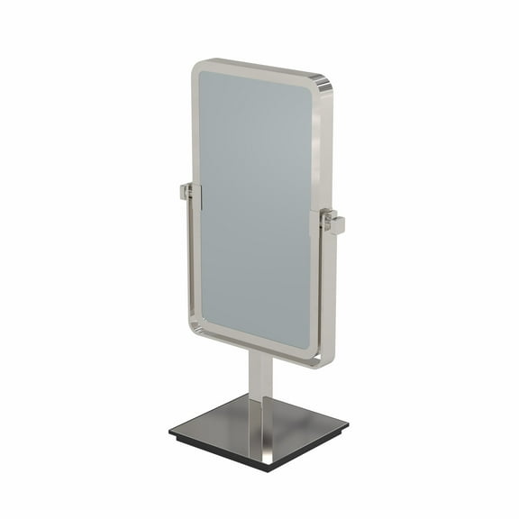 Aptations Rectangular Standing Mirror (10" x 6") - 1X & 3X Magnification | Double-Sided Portable Vanity Mirror | Decorative Makeup Mirror for Bedroom & Bathroom (Polished Nickel)