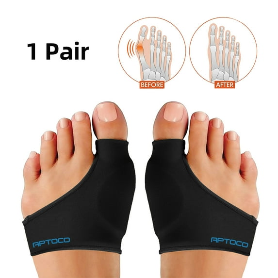 Aptoco 1 Pair Bunion Corrector for Women Men Compression Sleeves Infused Copper for Big Toes Protection Valgus Posture Corrector with Gel Pads- L/XL