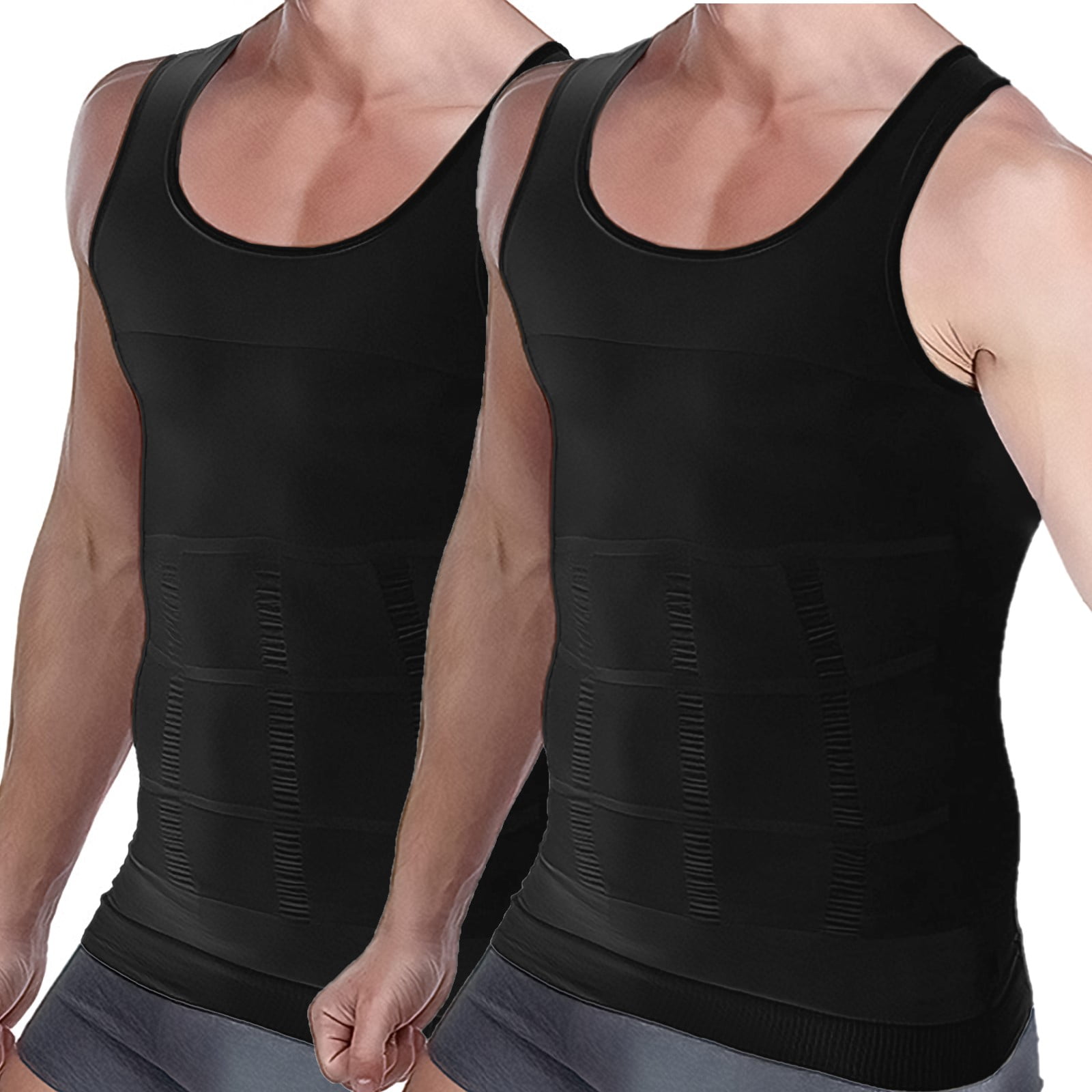 Aptoco 2 Pcs Compression Shirts for Men Gynecomastia Tank Tops Body Shaper  Vest for Workout Male Slimming Base Layer Belly Control Undershirt, Size S,  Valentines Day Gifts 