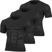 Aptoco 3 Pcs Compression Shirts for Men Compression Shirts Shape Body Athletic Workout Running Slimming Top Undershirt, Christmas Gifts