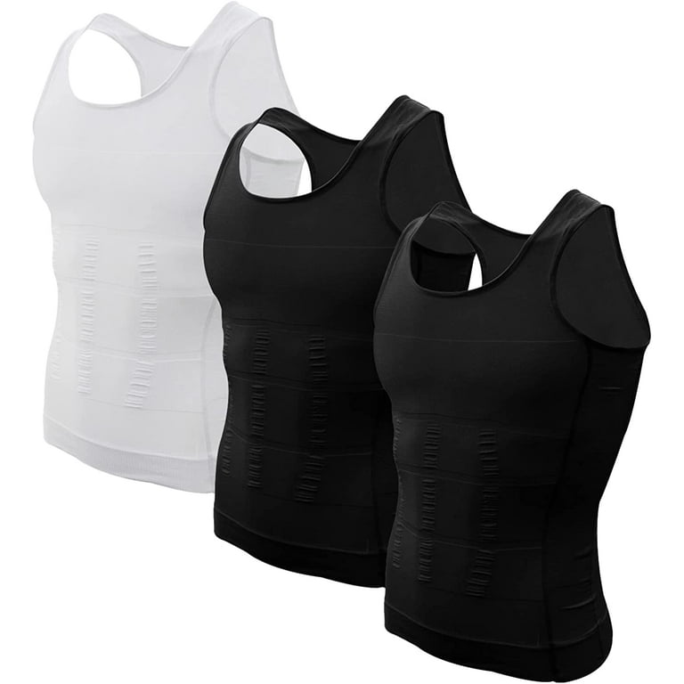 Aptoco 3 Pcs Men's Compression Shirts Shapewear Vest Tummy Control Slim  Shaper Althele Workout Tank Tops Base Layer, Christmas Gifts 