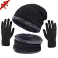 thumbnail image 1 of APTOCO 3 Pcs Winter Beanie Hat Scarf Touchscreen Gloves Set for Men and Women, Beanie Cap Gloves Neck Warmer with Warm Knit Fleece Lined, Christmas Gift, Black, 1 of 7