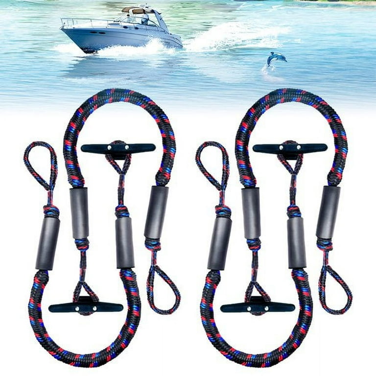 Aptoco 4 PCS Bungee Boat Dock Line Mooring Rope Floatable Stretch up to  5.5Ft Boat Accessories for Boat Fishing, Christmas Gifts 