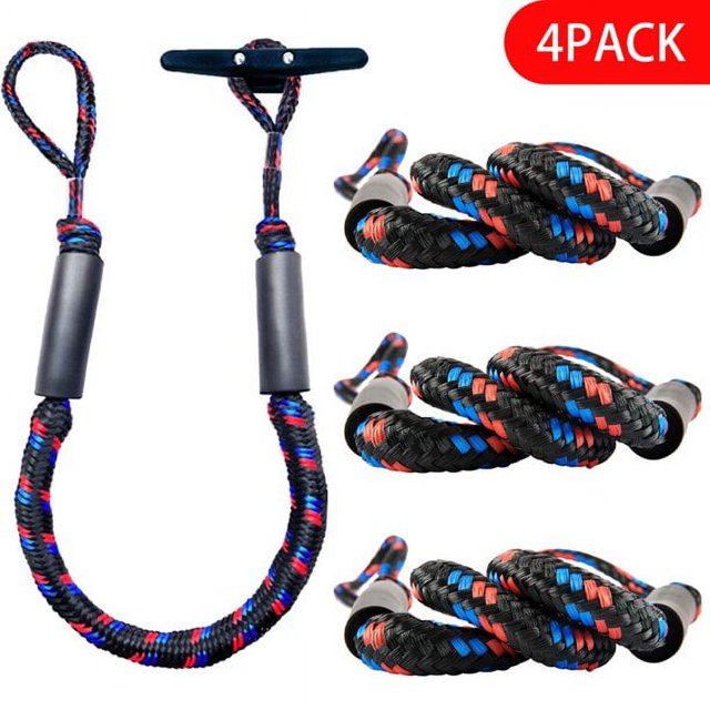 Aptoco 4 Ropes Bungee Dock Line Mooring Stretch Rope Quick Docking for Boat Dock Line Mooring