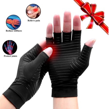Aptoco Compression Arthritis Gloves for Women Men Copper Inflused Gloves Carpal Tunnel Relief for Joint Pain with Non-Slip Stripes, Valentines Day Gifts, S
