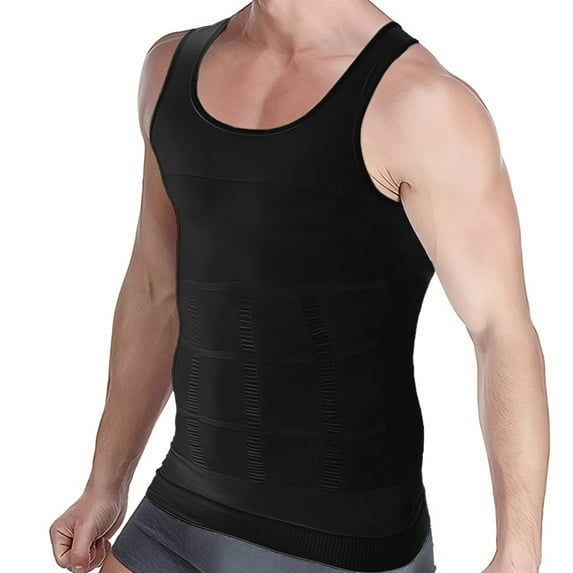 Aptoco Compression Shirts for Men Gynecomastia Tank Tops Body Shaper Vest for Workout Slimming Base Layer Belly Control Undershirt A-Shirts, Size XL, Valentines Day Gifts