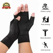 Aptoco Copper Arthritis Compression Gloves Half-Finger Hand Support Joint Pain Relief Unisex for Carpal Tunnel Swollen Hands, Valentines Day Gifts, M