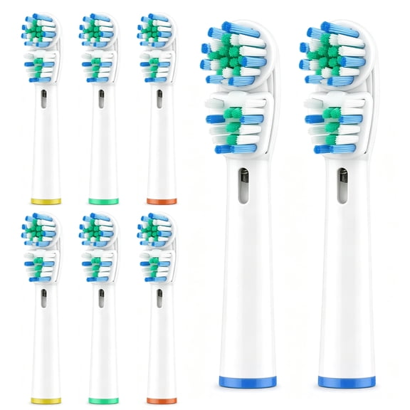 Aptoco Double Head Replacement Toothbrush Heads Compatible with Oral-B, 8 Count Dual Clean Style Electric Toothbrush Refills for Braun Handles