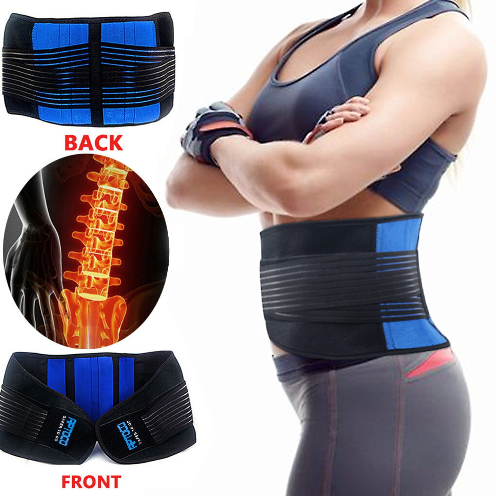 Aptoco Lumbar Support Belt Back Brace for Women Men Posture Corrector