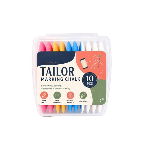 Aptyy Tailors Chalk, 10 Piece Sewing Fabric Chalk with Storage Box, Compact Organized Marking Chalk for Home Sewing Workshops and Travel Craft Use