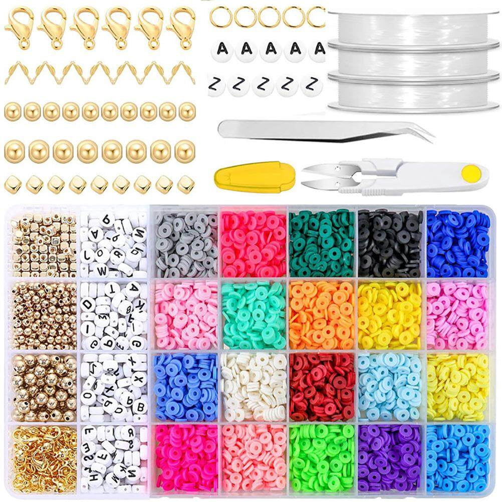 Apuakthei 4000 Pcs Clay Beads 20 Colors Flat Round Clay Beads with Pendant  Kit 3 Roll Elastic Strings for DIY Jewelry Making Bracelets Necklace