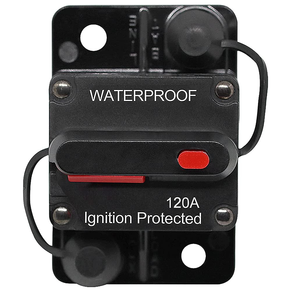 Apuakthei Car Circuit Breaker 30A - 150A, DC 12V - 48V Waterproof Circuit Breaker with Manual Reset for Motor Auto Car Marine Boat Bike Stereo Audio, 120A