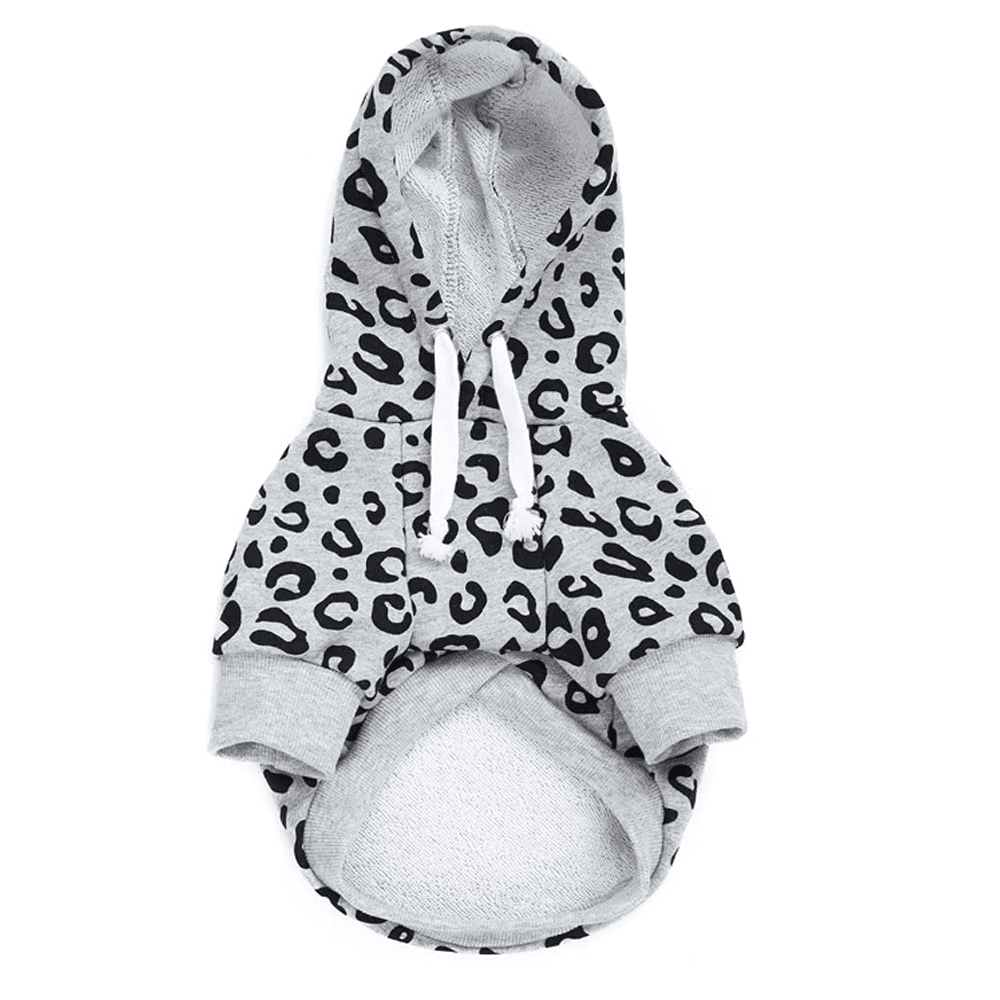 Apuakthei Dog Leopard Hooded Sweatshirt with Hat, Dogs Clothes ...