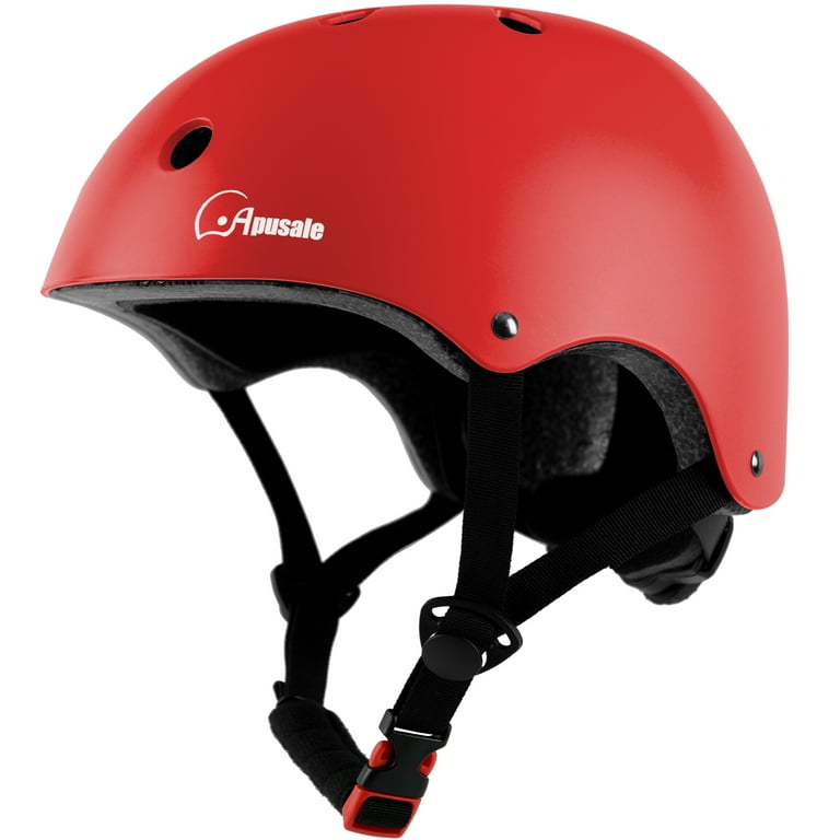 Apusale Kids Bike Helmet for Scooter Skateboard Cycling Roller Skating Adjustable 2 Sizes Red M