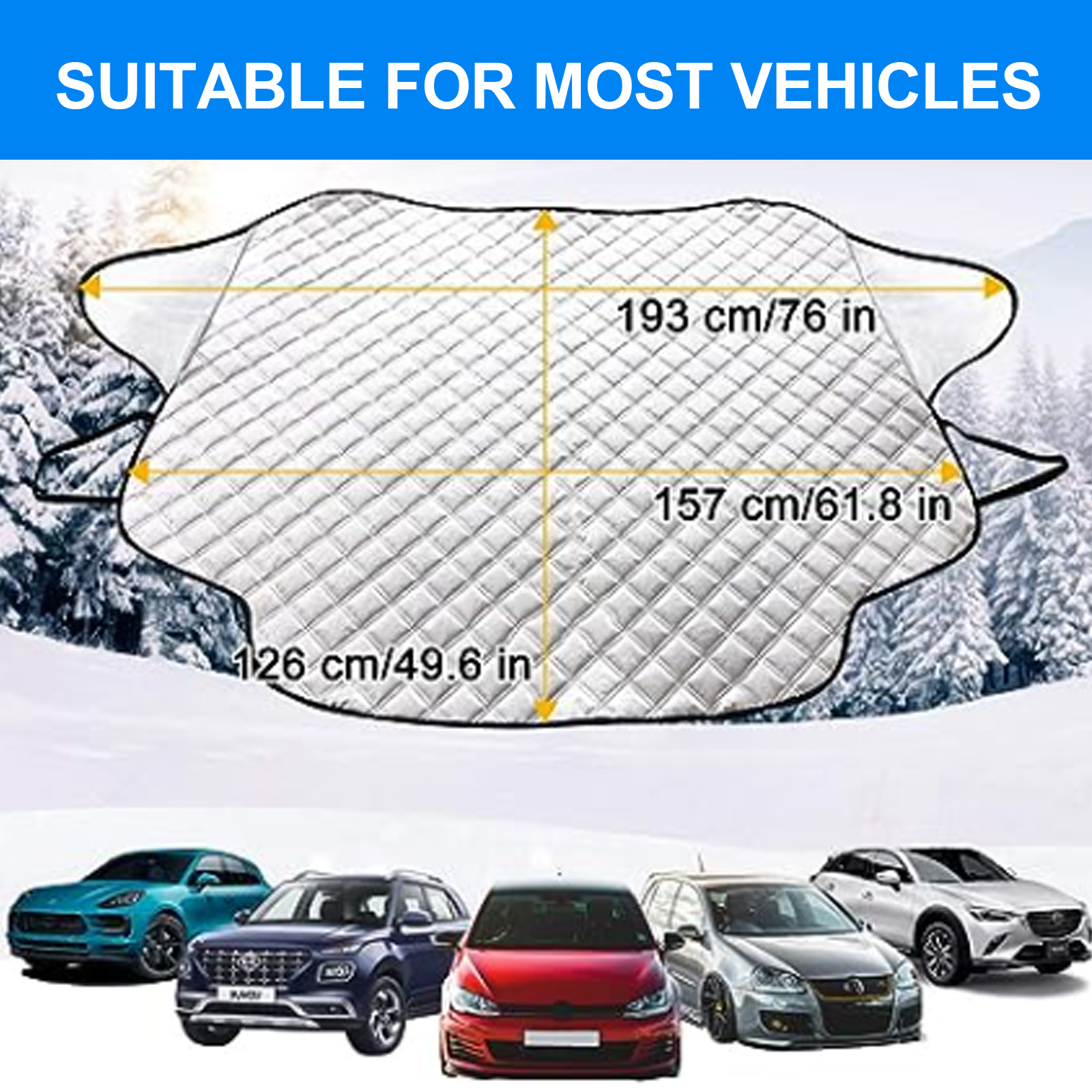Oxgord Windshield Snow Cover Black Car Shade Ice Removal Winter Summer