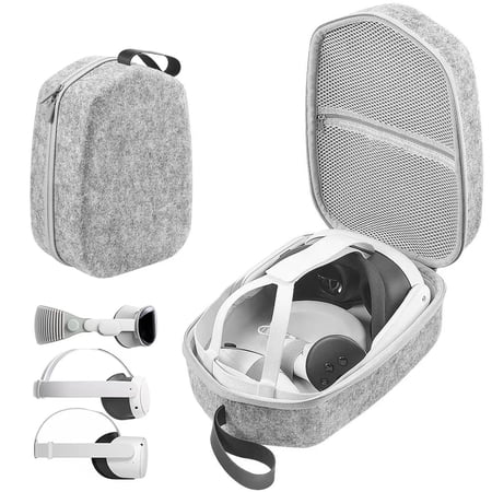 Aputtriver Carrying Case Compatible with Quest 3, VR Headset Storage Bag with Mesh Pocket, Gray